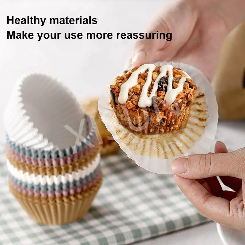 100PCS Food Grade Grease-Proof Cupcake Liners – Mini Paper Baking Cups