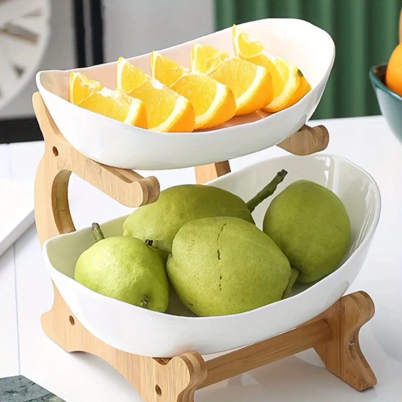 Wooden Fruit Bowl with Partitions