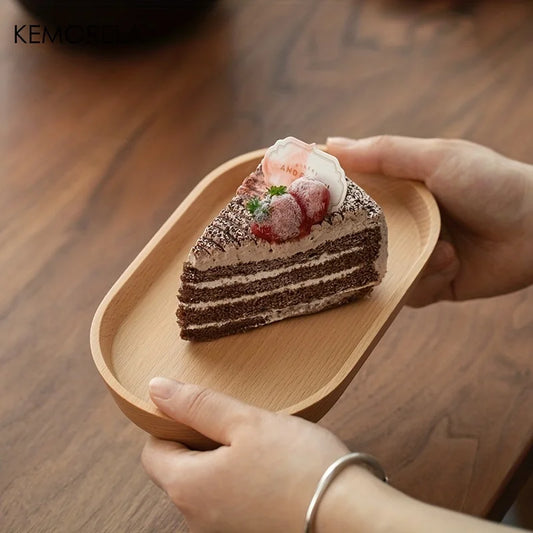 Round Wooden Dessert Plate, Japanese Style