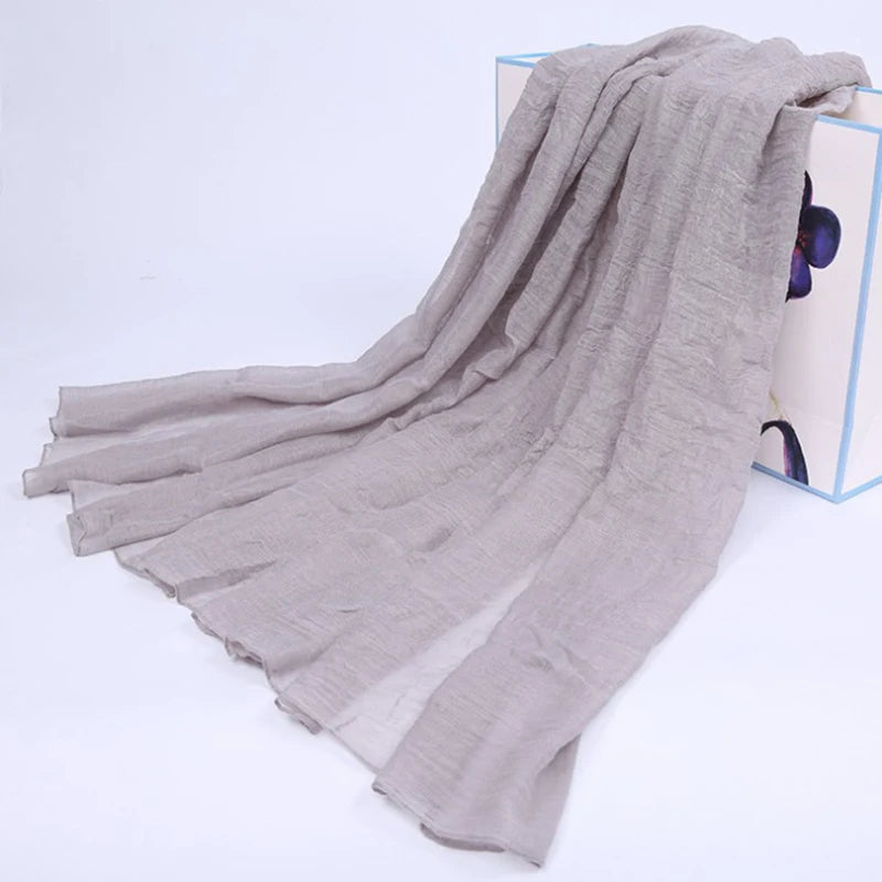 2024 Cotton-Linen Summer Scarf & Pashmina Shawl for Women