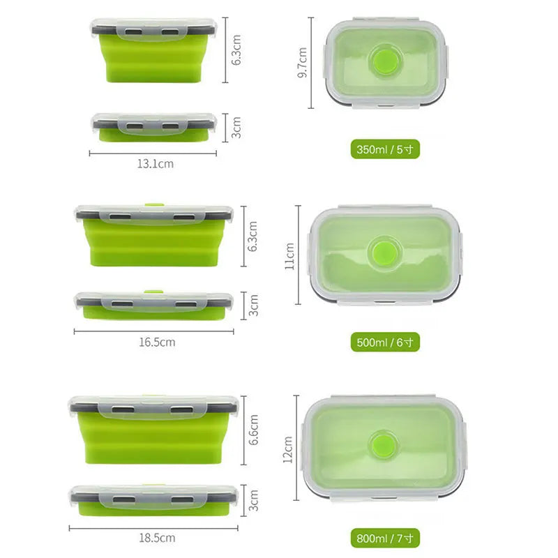 Collapsible Silicone Bento Lunch Box – Portable Food Container