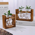 Load image into Gallery viewer, Heart Hydroponic Plant Vases Glass Vase Wooden Frame Terrarium Vase Hydroponics Plants Home Table Decoratio Office DIY Accessory
