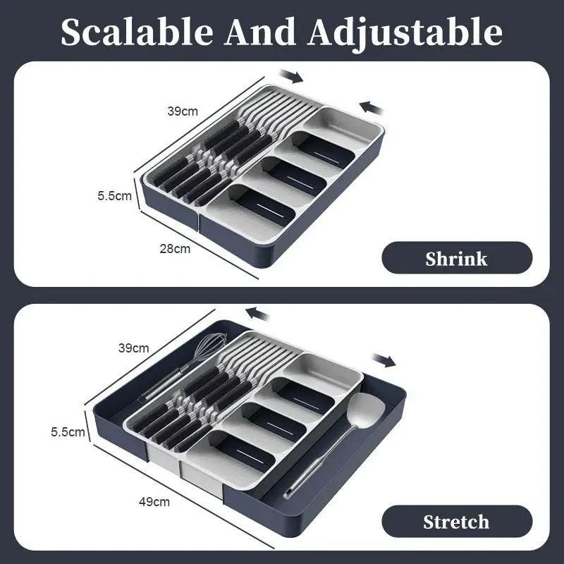 Expandable Silverware Organizer with Knife Holder