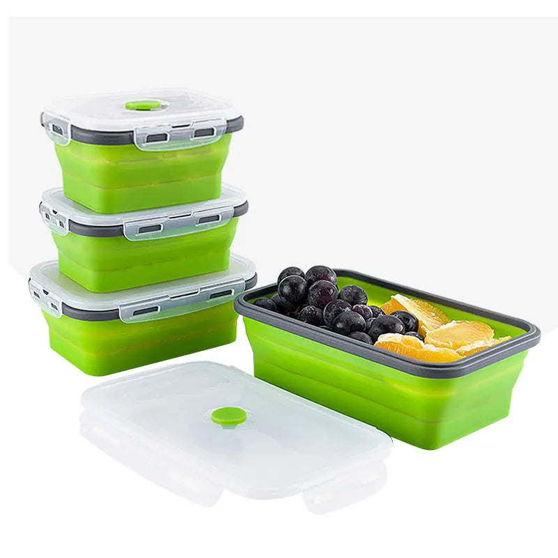 Collapsible Silicone Bento Lunch Box – Portable Food Container