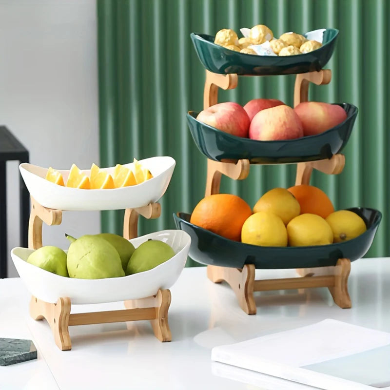 Wooden Fruit Bowl with Partitions