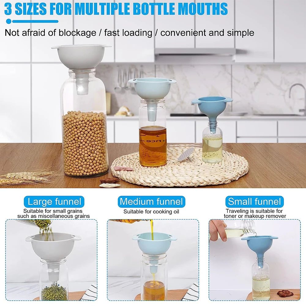 4-in-1 Kitchen Funnels with Detachable Strainer