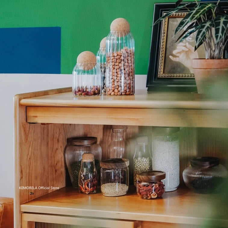 Wood Lid Glass Airtight Canister – Kitchen Storage Jar