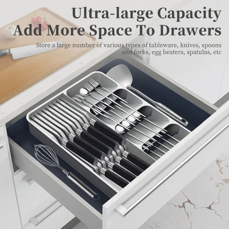 Expandable Silverware Organizer with Knife Holder