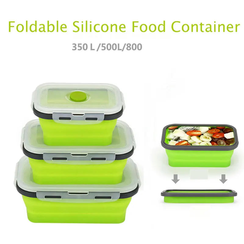 Collapsible Silicone Bento Lunch Box – Portable Food Container