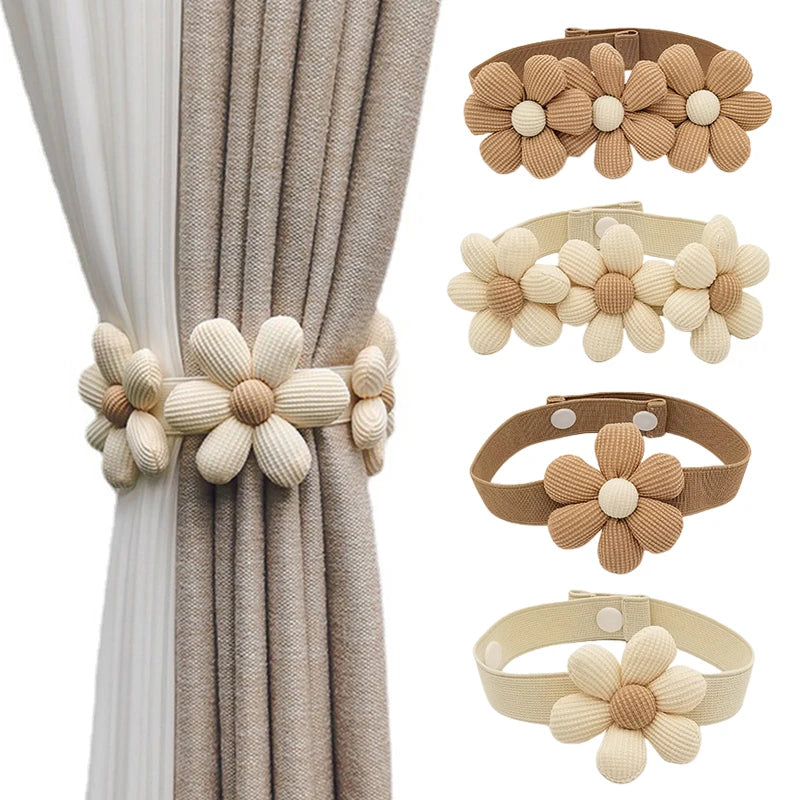 Flower Curtain Tieback – Elastic Magnetic Buckle for Home Decor