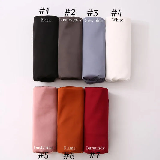 Elastic Matte Satin Scarf - Stretchy Plain Long Shawl