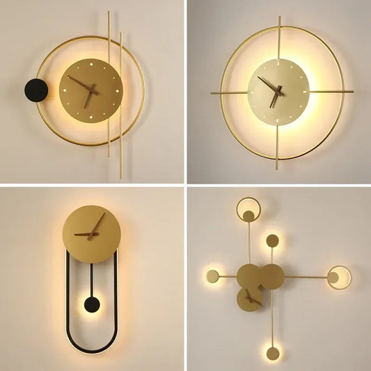 Modern LED Clock Wall Lamp – Bedroom & Aisle Sconce Decor