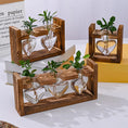 Load image into Gallery viewer, Heart Hydroponic Plant Vases Glass Vase Wooden Frame Terrarium Vase Hydroponics Plants Home Table Decoratio Office DIY Accessory
