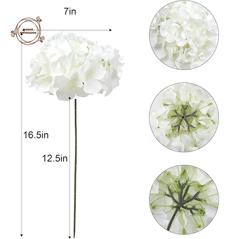 10PCS Artificial Hydrangea Flower Heads With Stems Wedding Party Decor Fake Flowers Home Ornament Silk Bouquets Room Decorations