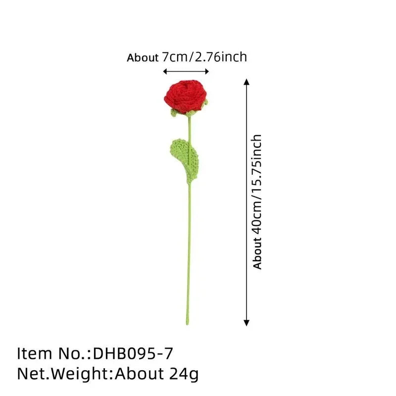 Artificial Flower without Vase, 9 Counts Creative DIY Handwoven Knitted Faux Rose Flowers Bouquet, Decorative Flower for Home De