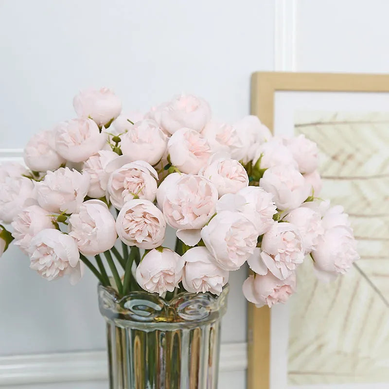 Pink Peony Rose Silk Flower Bouquet