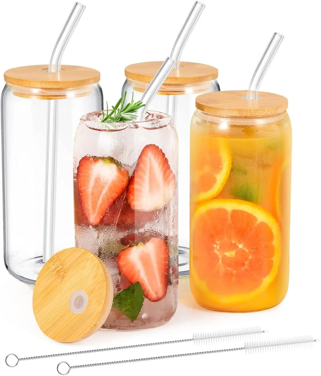 18.6OZ Glass Cup with Lid & Straw – Transparent Drinkware