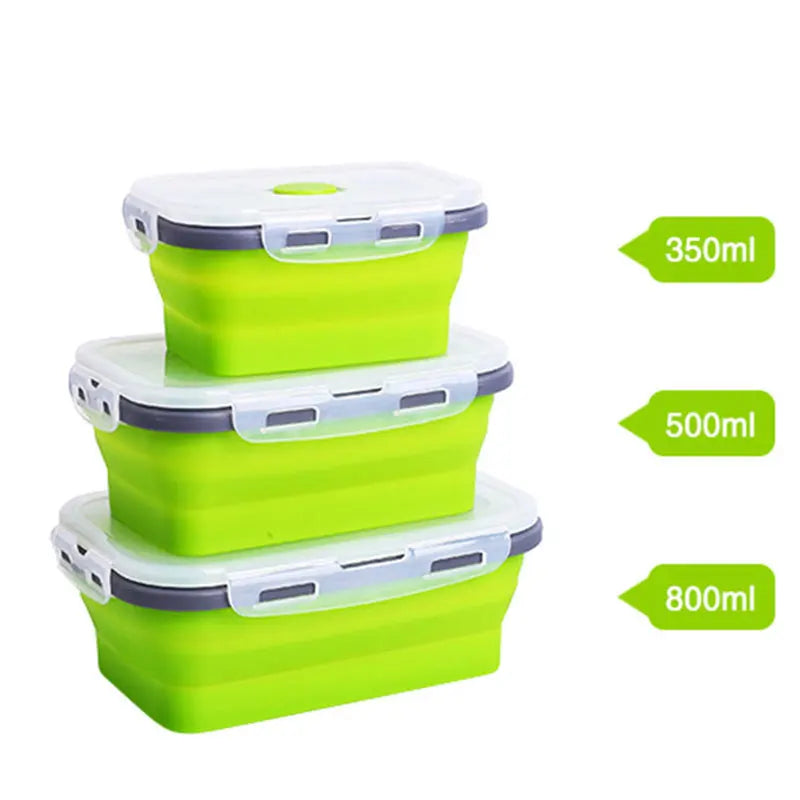 Collapsible Silicone Bento Lunch Box – Portable Food Container