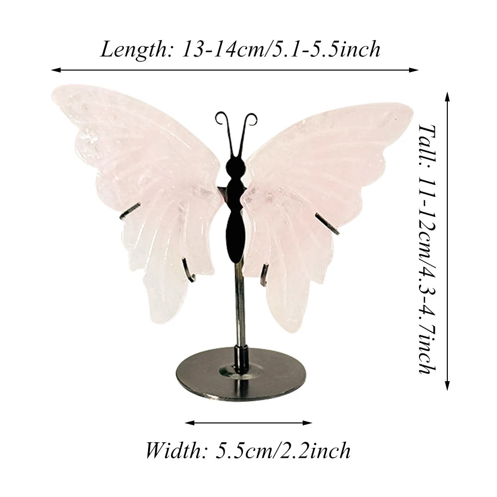 Natural Rose Quartz Butterfly Wings – Healing Gemstone Ornament