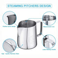 Load image into Gallery viewer, Milk Creamer Frothing Pitcher with Scale – Stainless Steel
