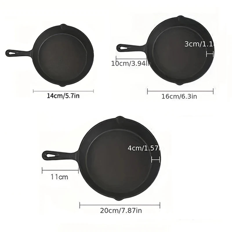 1PCS Small Cast Iron Frying Pan – Uncoated Black