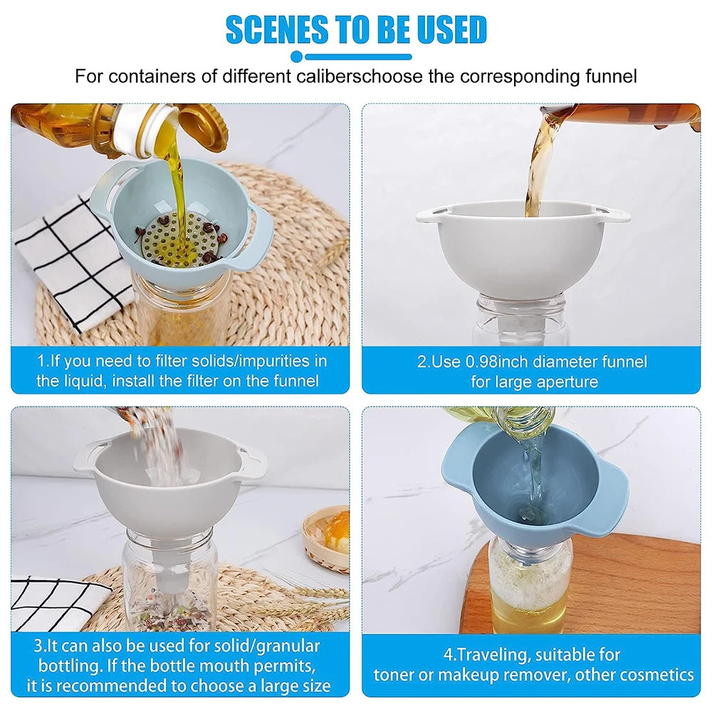 4-in-1 Kitchen Funnels with Detachable Strainer