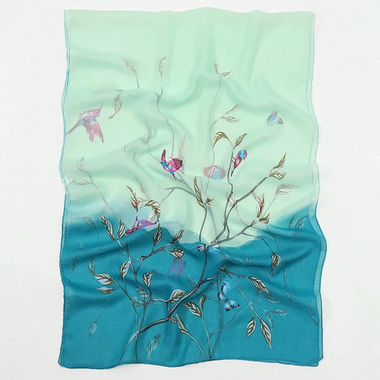 Luxury Floral Silk Beach Scarf & Headband