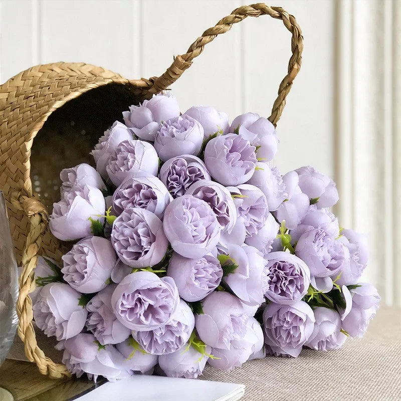 Pink Peony Rose Silk Flower Bouquet