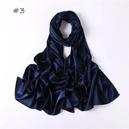 Women Solid Satin Silk Hijab Scarf