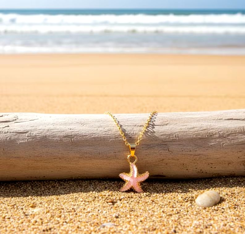 Summer Starfish Charm Necklace, Gift for Women, Witch Jewelry